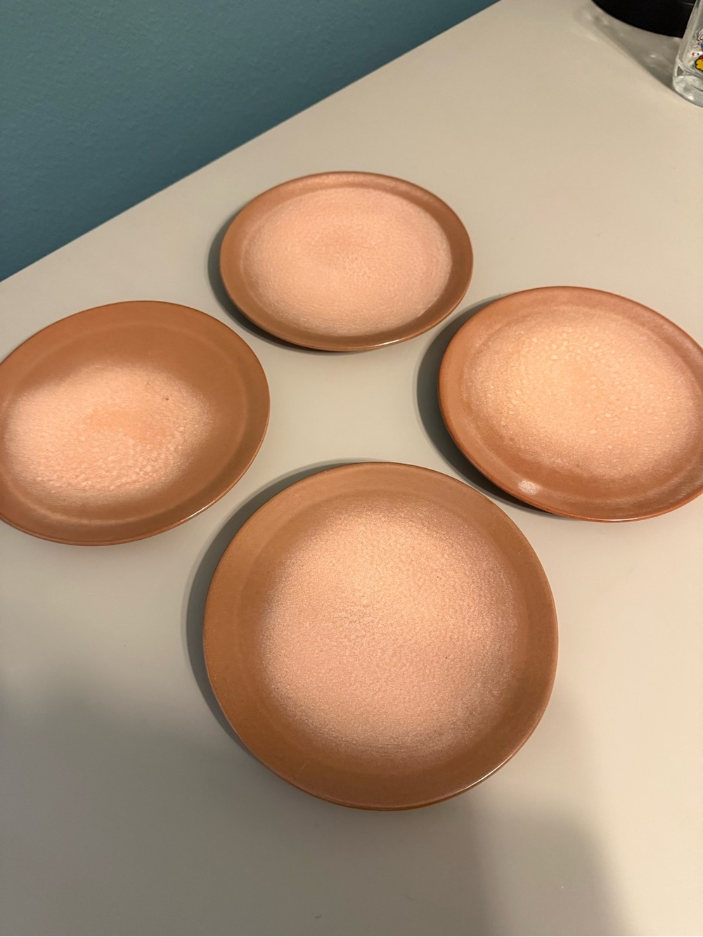 Frankoma Westwind Salad Plate Peach Glow 7" smooth edge lot of 5 4 brown Plates
